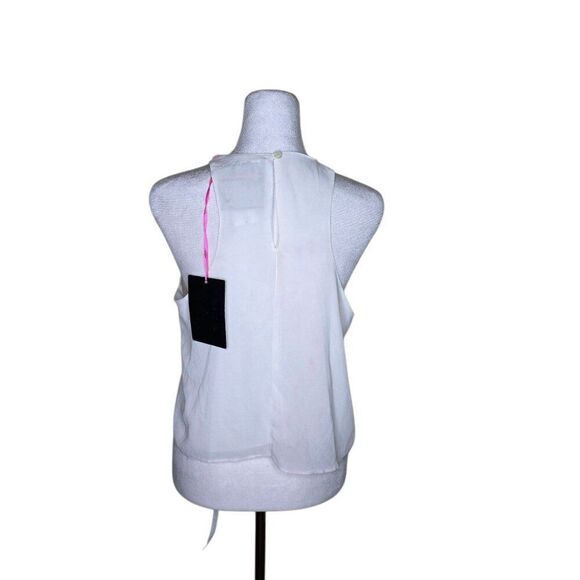 Chandelier Sleeveless Sheer Embroidered Flower Neckline Top Womens Size M White - Picture 4 of 10